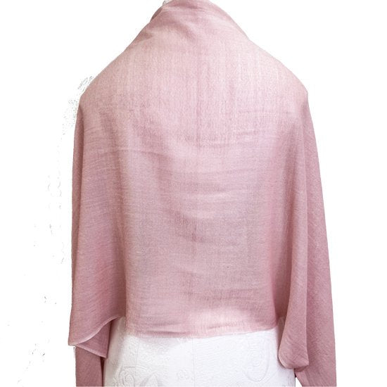 Lightweight wool & silk Allie hand embroidered stole (light pink)