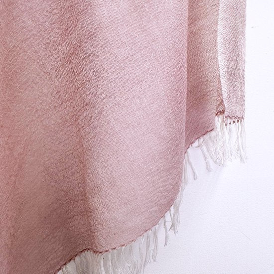 Lightweight wool & silk Allie hand embroidered stole (light pink)