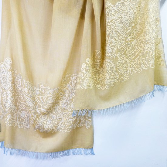 Dream In NICE 薄手ウール&シルク アリー手刺繍ストール