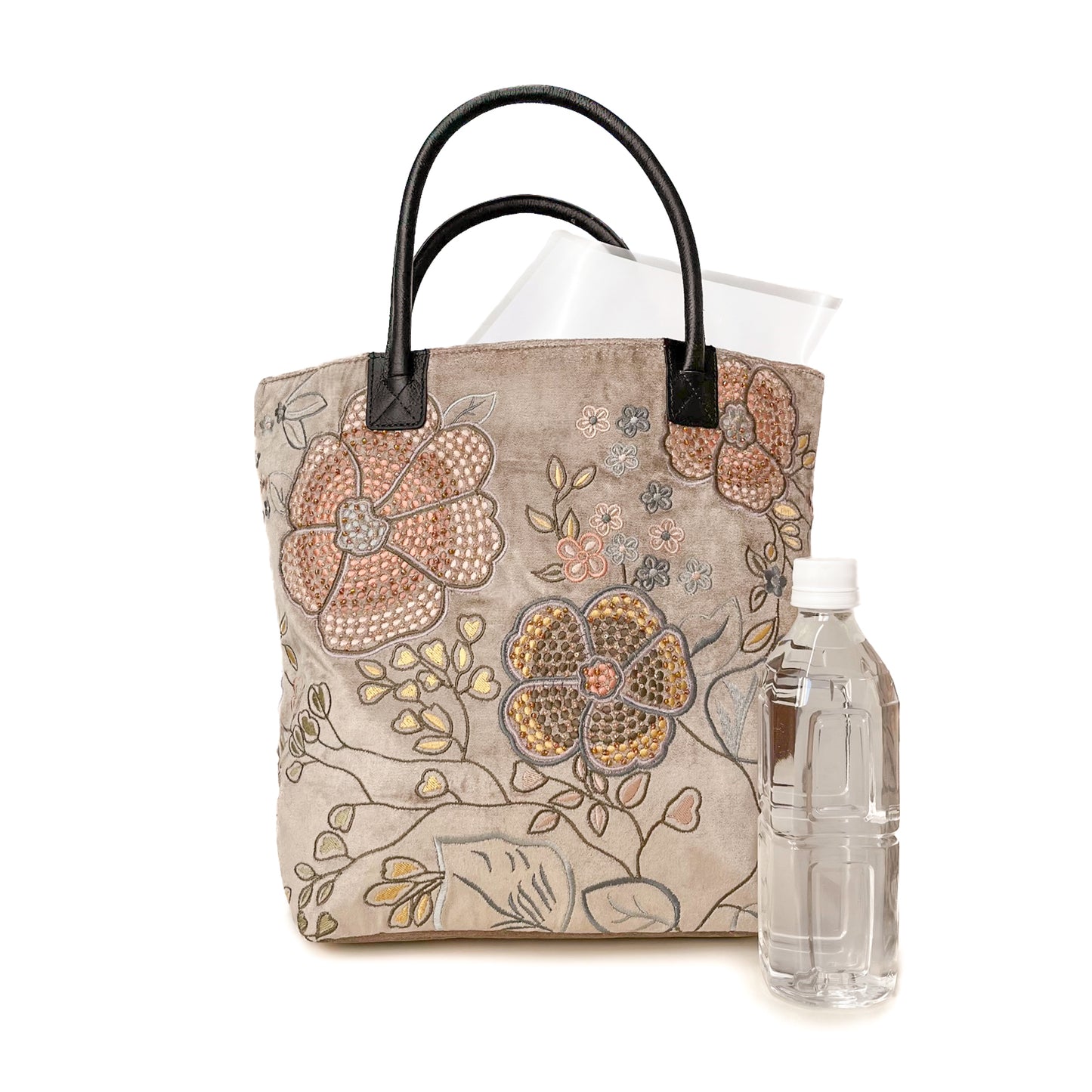 Embroidered beaded cotton shoulder bag (beige/multi)