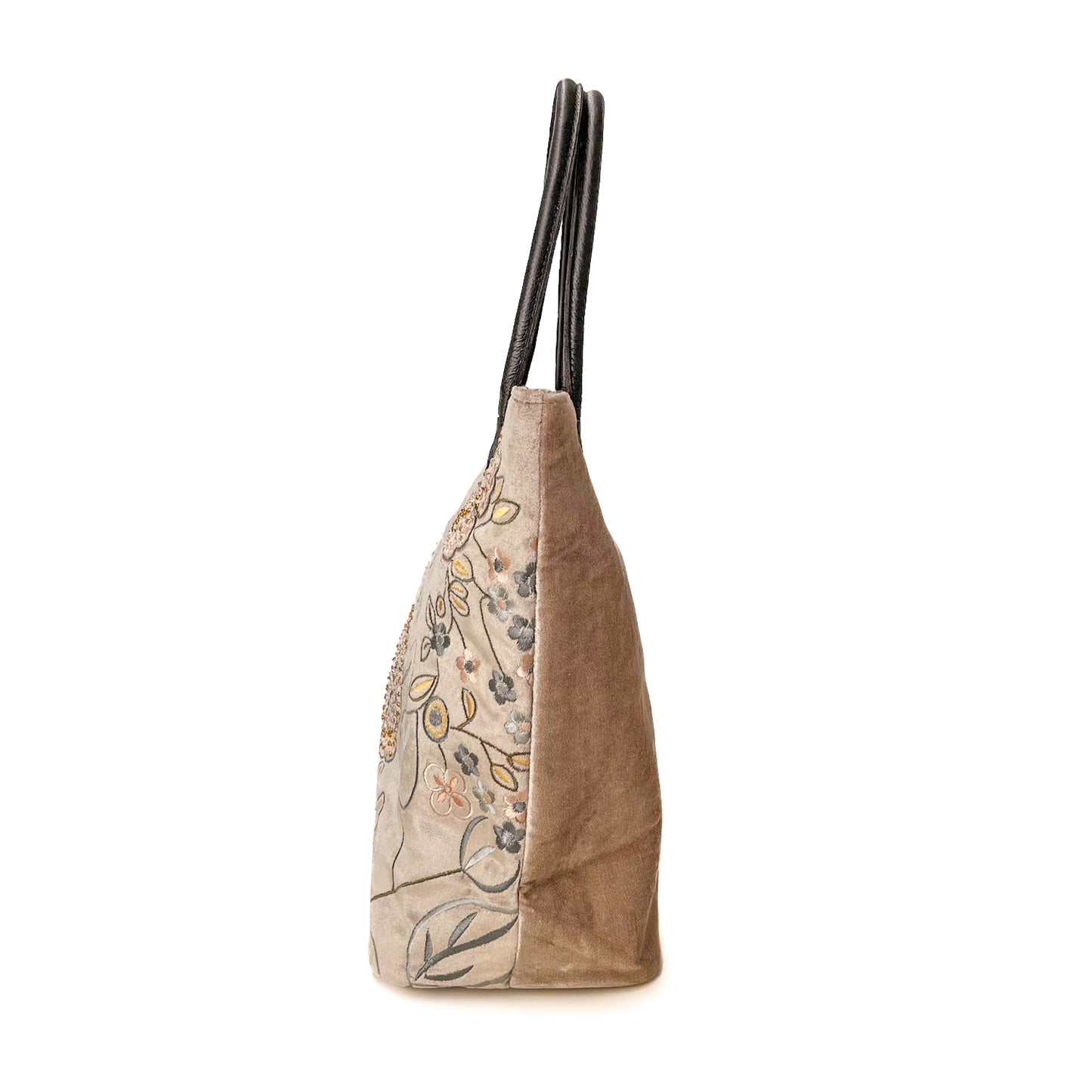 Embroidered beaded cotton shoulder bag (beige/multi)