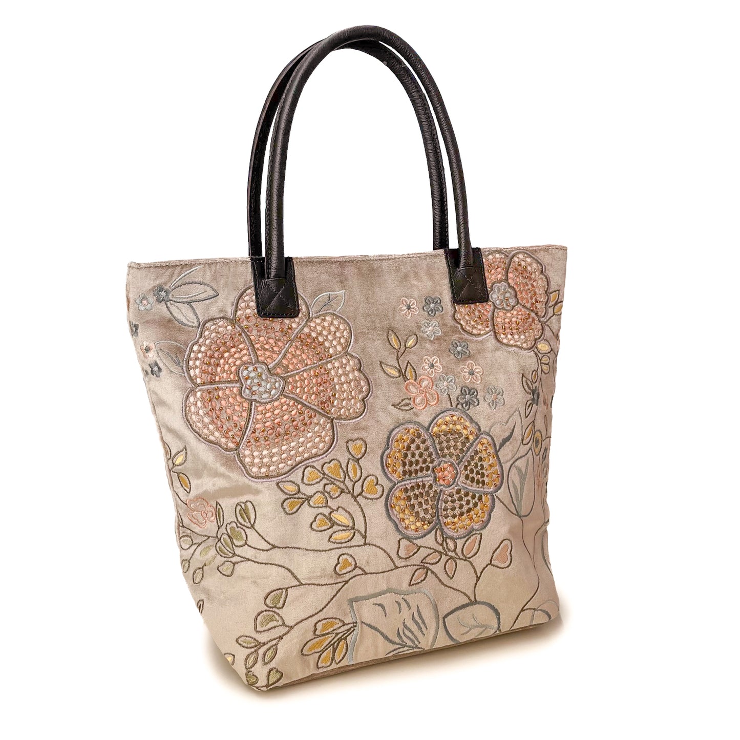 刺繍ビーズコットンショルダーバッグ (ベージュ/マルチ)