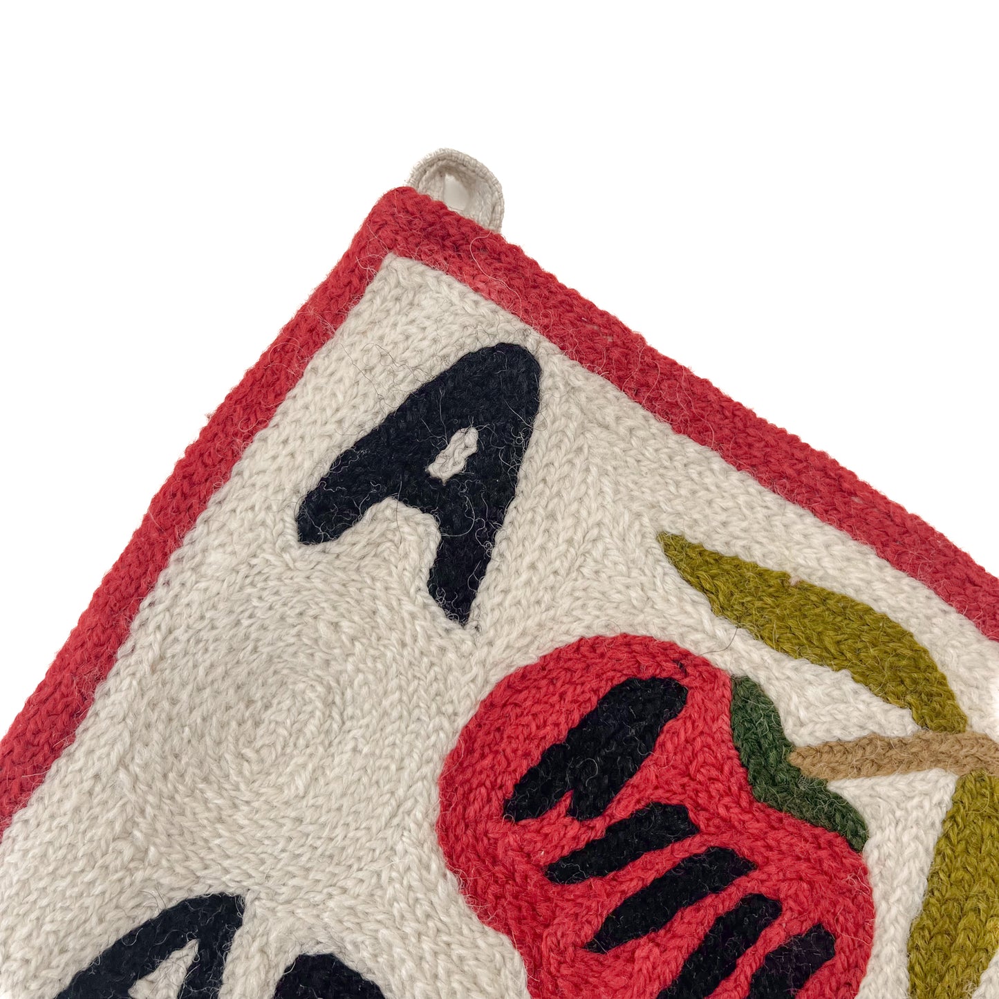 Alphabet pattern hand embroidered rug