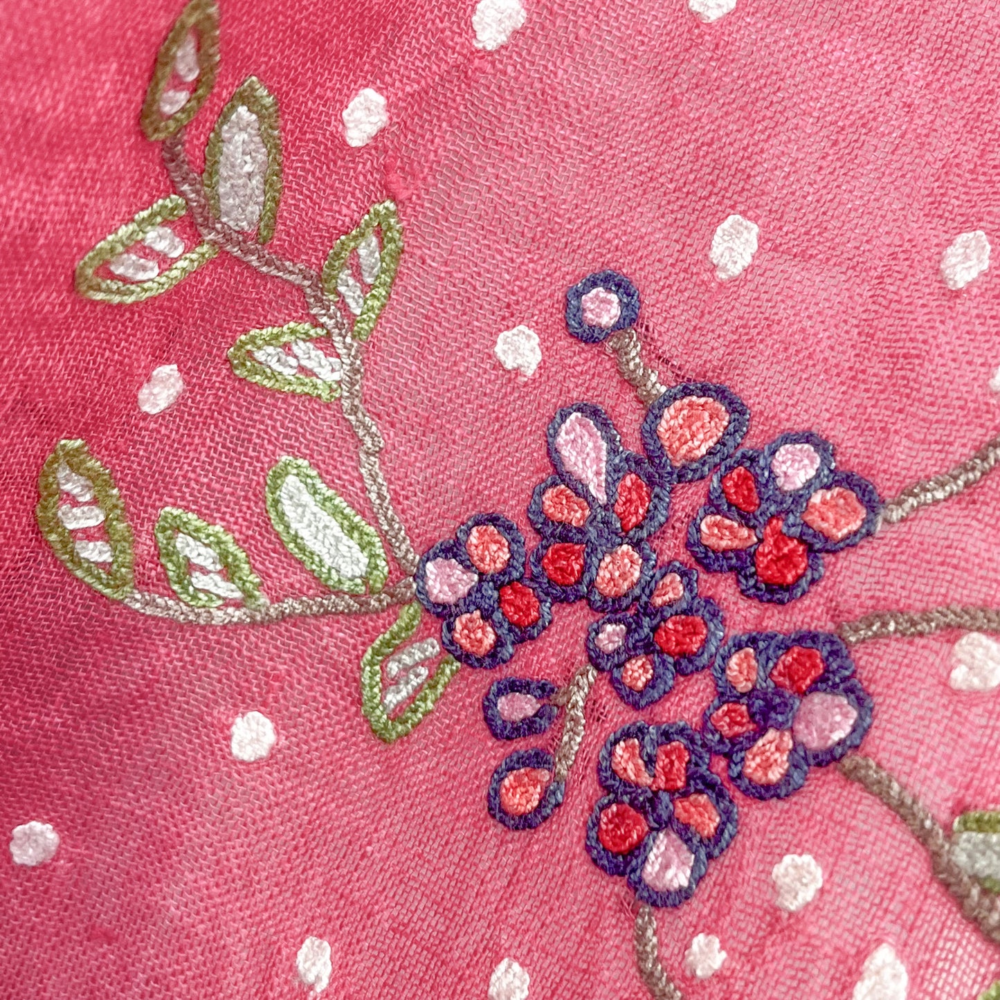 Linen Arly Hand Embroidered Stole (Fuchsia Pink)