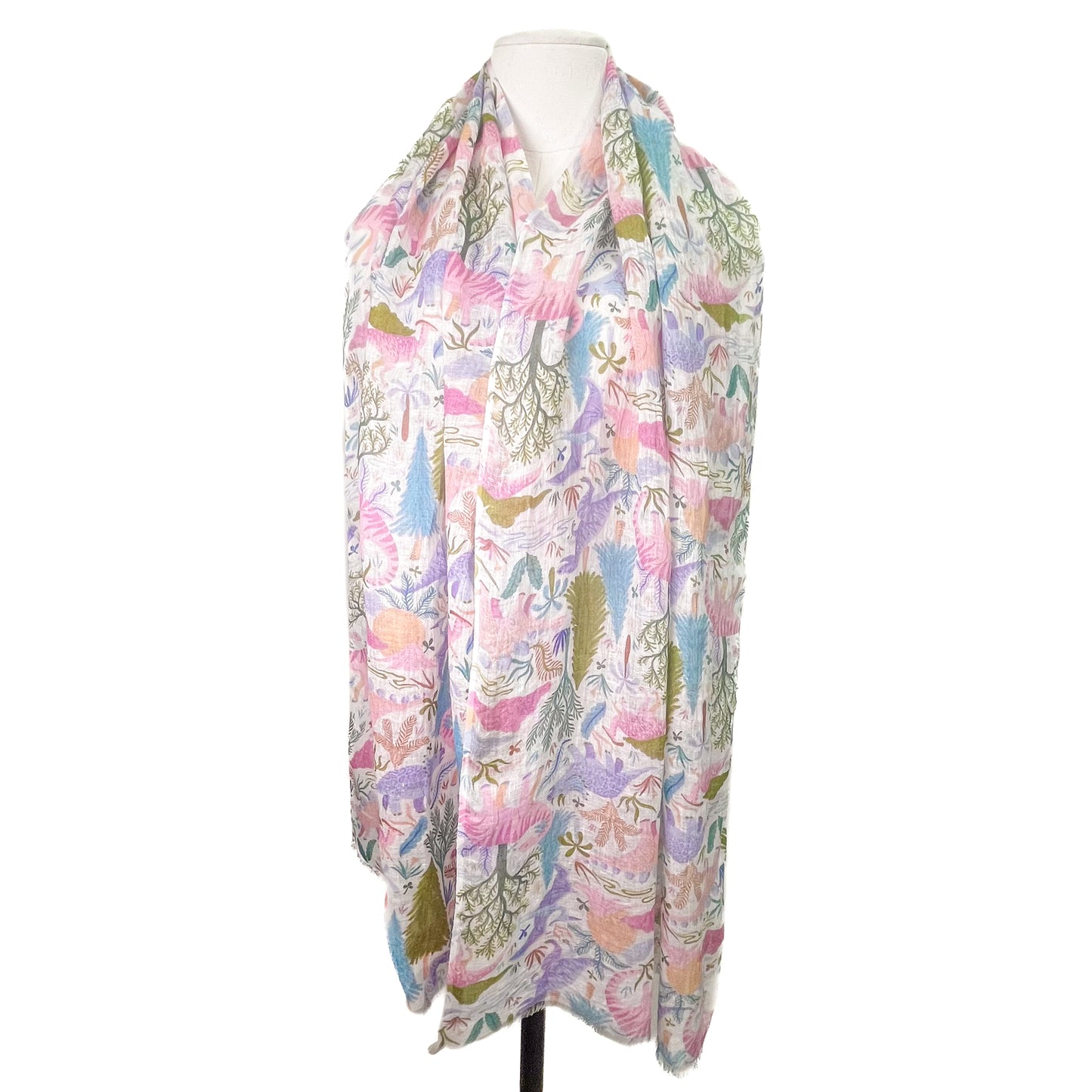 Dinosaur linen original print stole (light pink)