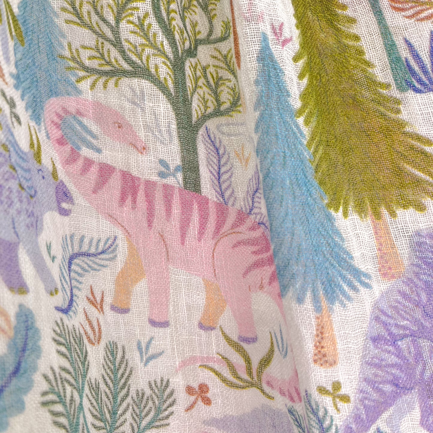 Dinosaur linen original print stole (light pink)