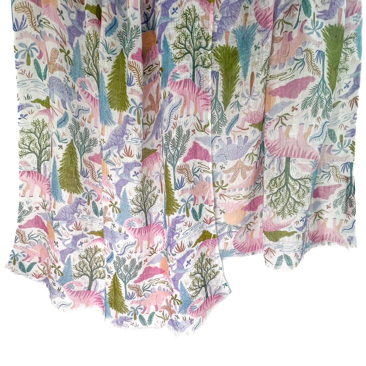 Dinosaur linen original print stole (light pink)