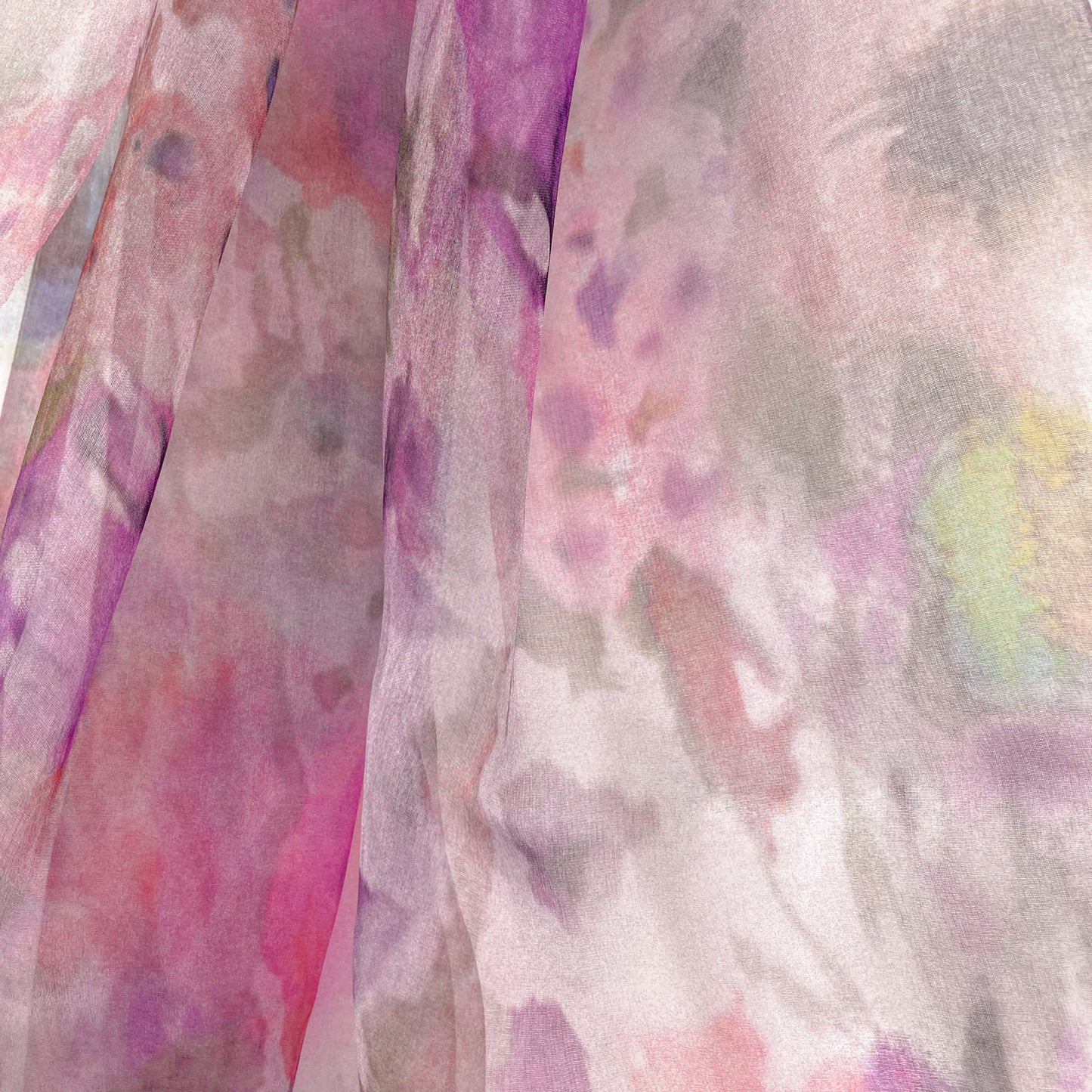 Japanese-made double silk print double silk organza print stole (pink)