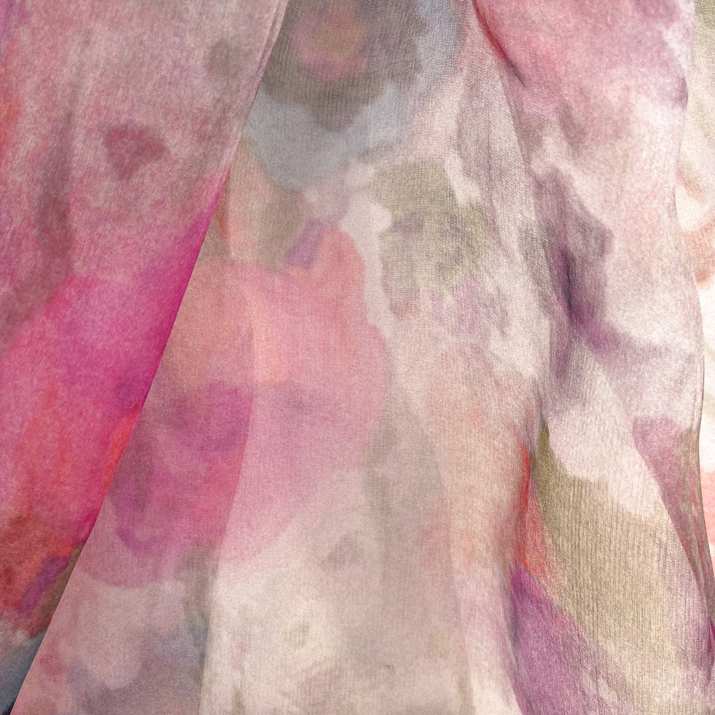 Japanese-made double silk print double silk organza print stole (pink)