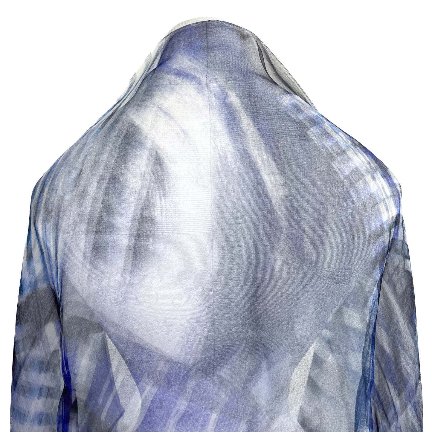Japanese-made double silk print double silk organza print stole (navy)