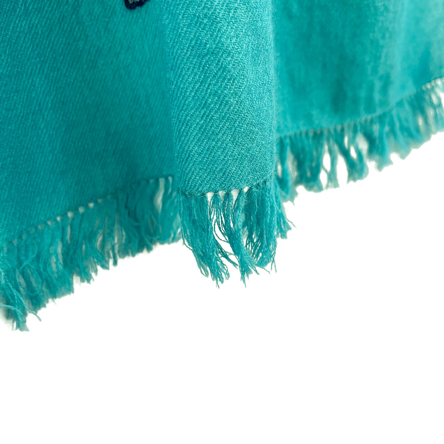 Dinosaur Wool Allie Hand Embroidered Stole (Turquoise)