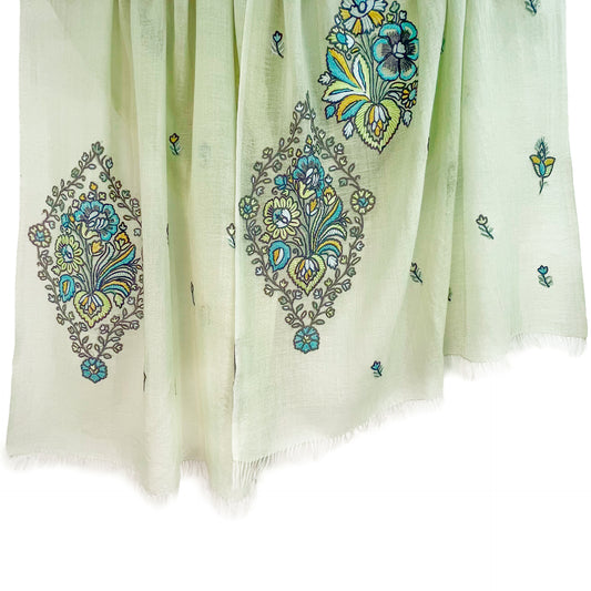 Jewelry Series Lightweight Wool & Silk Allie Hand Embroidered Stole (Pink)