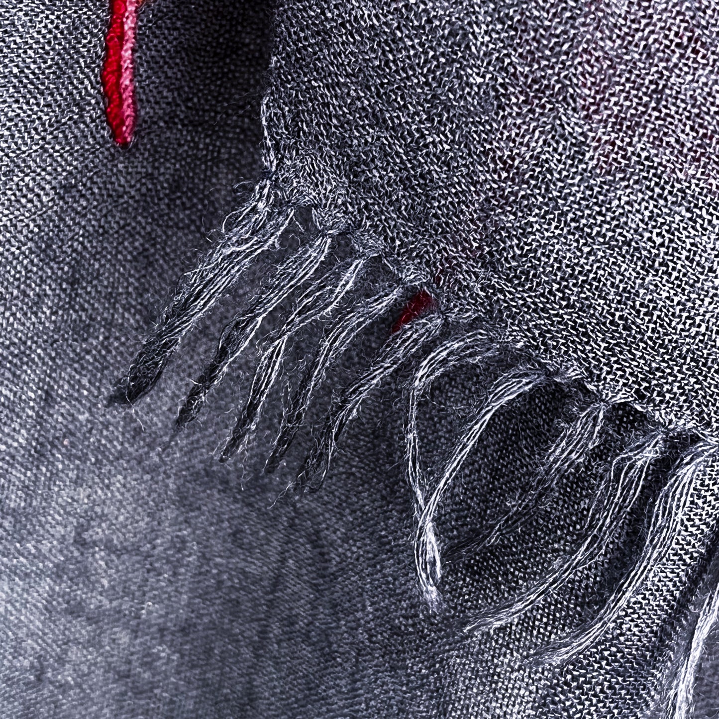 Botanical pattern, thin wool & silk, Ally hand embroidered stole, 60cm x 195cm (fuchsia pink), S-WTA3033_0034