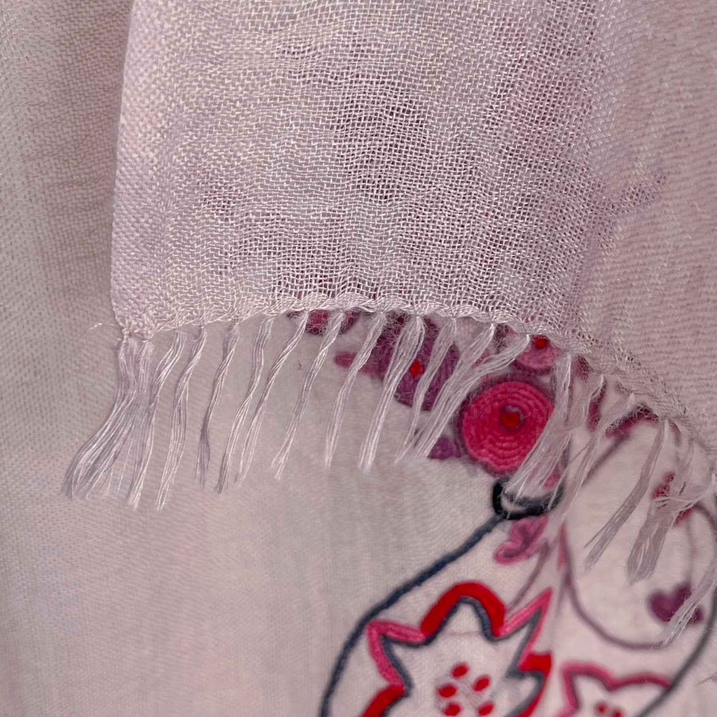 Flower Pot Wool & Silk Allie Hand Embroidered Stole (Dark Navy)