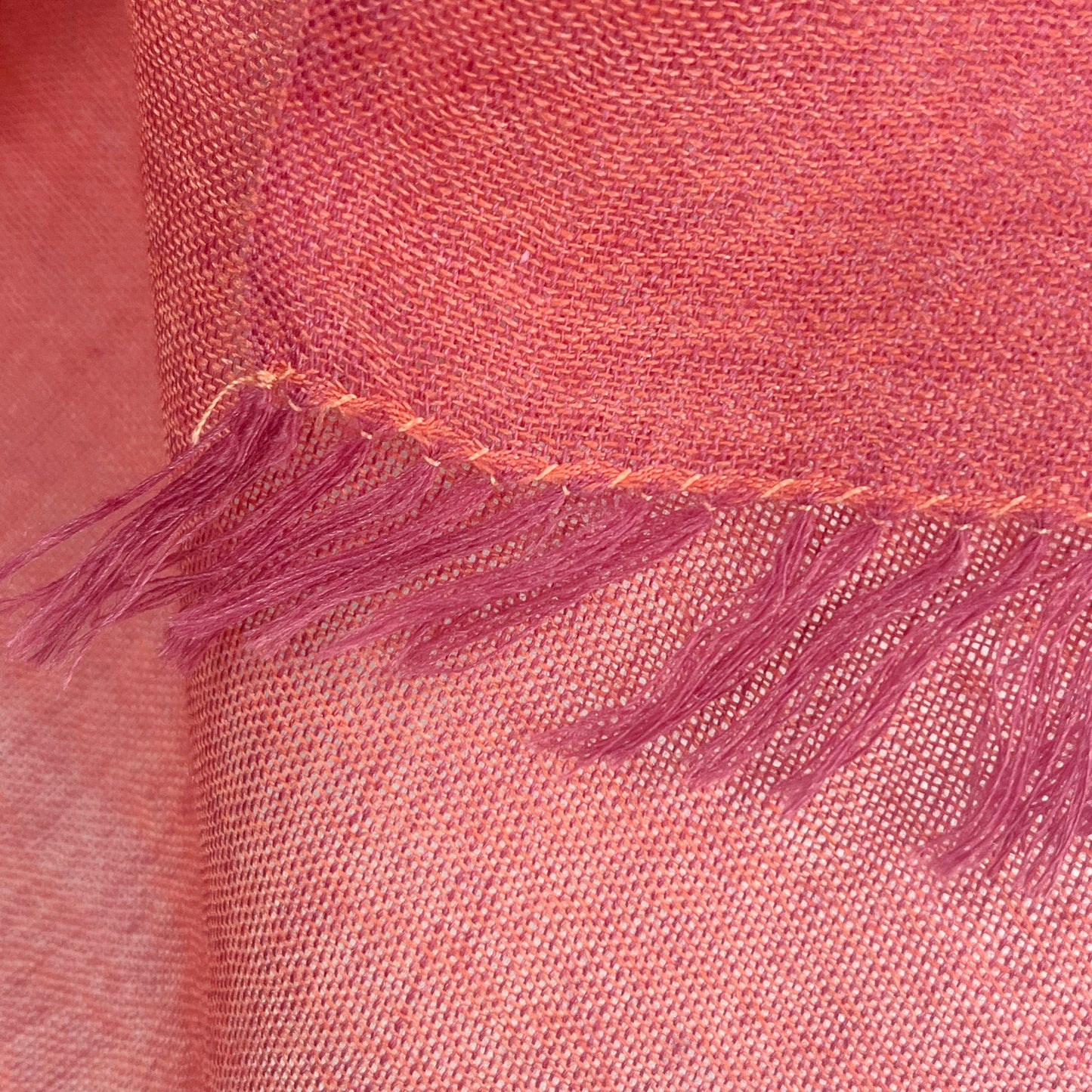 NEW FLOWER POT ウール&シルク アリー手刺繍ストール (オレンジ)