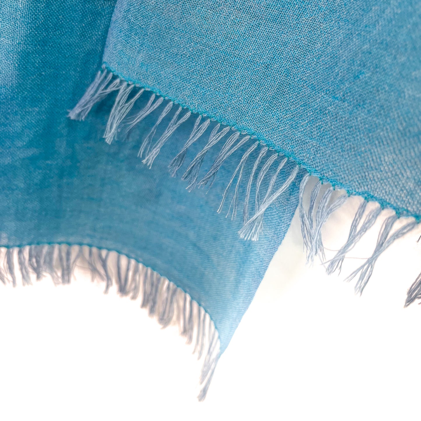 Tree of Life 薄手ウール&シルク アリー手刺繍ストール (ターコイズ)