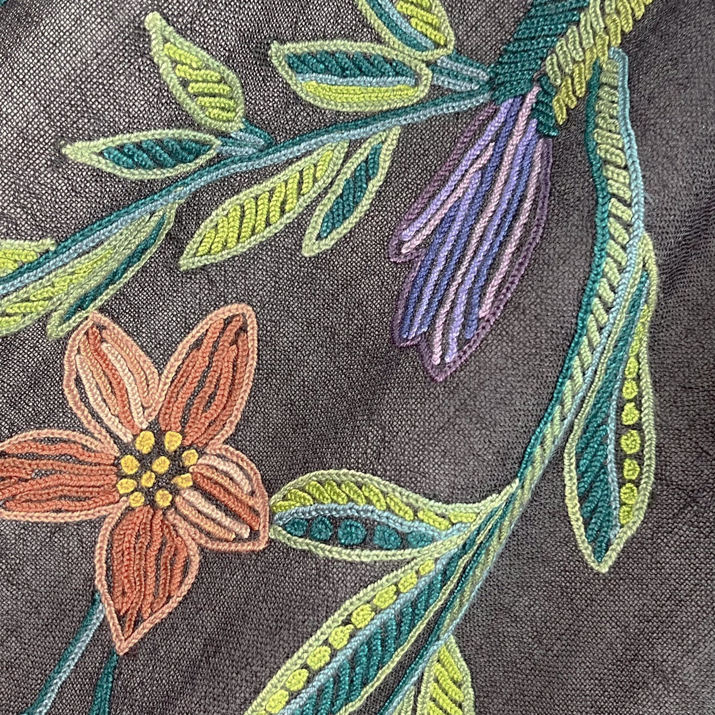 Flower Celebration Wool Ally Hand Embroidered Stole (White/Multi)