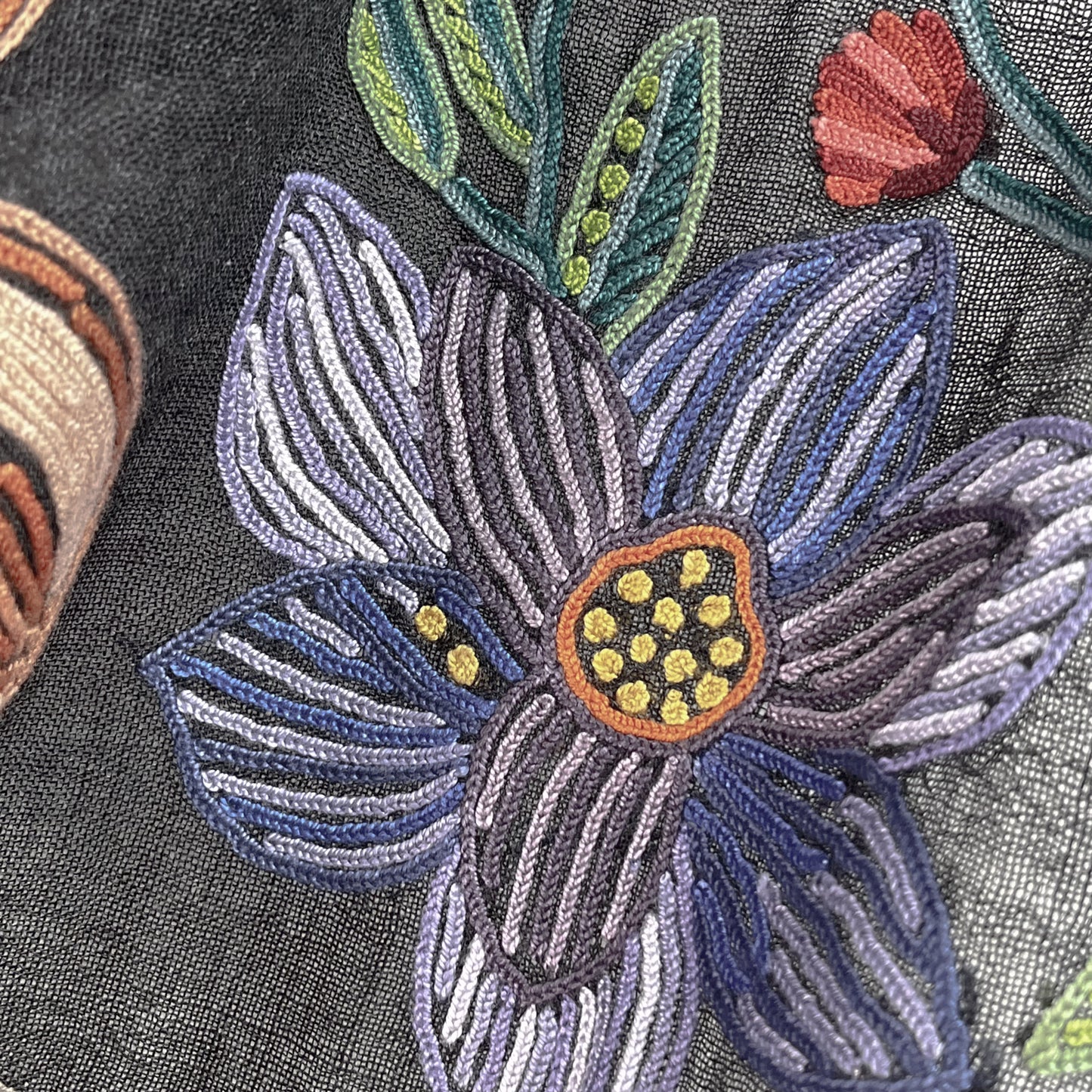 Flower Celebration Wool Ally Hand Embroidered Stole (White/Multi)