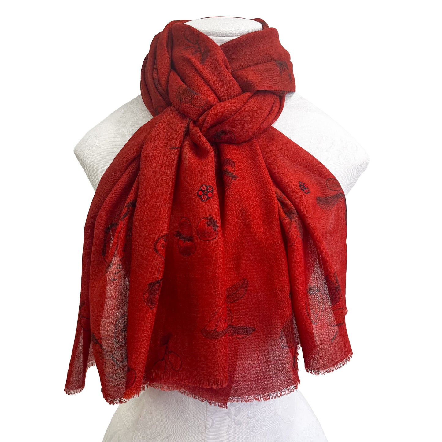 【期間限定スペシャル価格】薄手ウールシルクプリント&アリー手刺繍ストール (アソーテッド)【34%OFF】