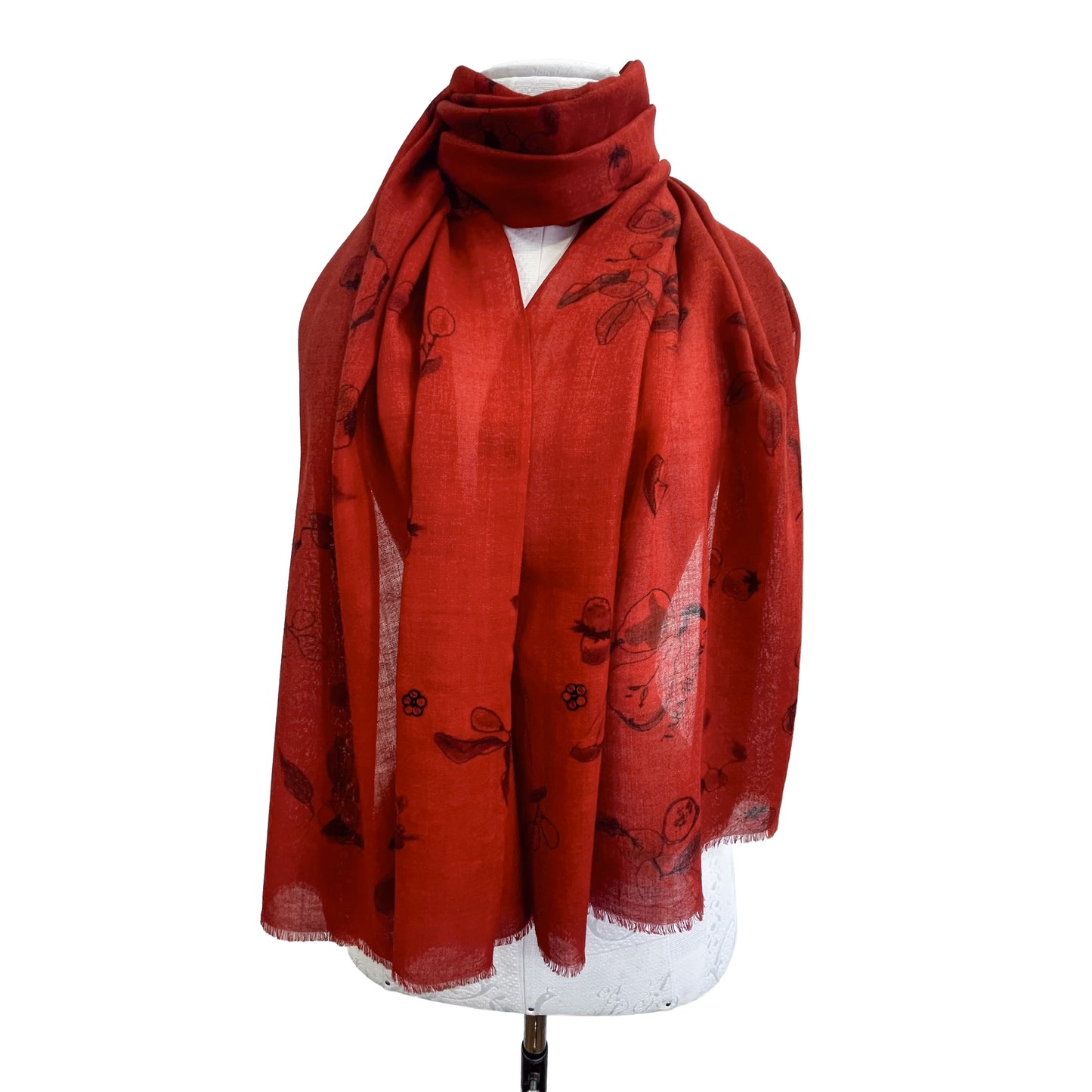 【期間限定スペシャル価格】薄手ウールシルクプリント&アリー手刺繍ストール (アソーテッド)【34%OFF】
