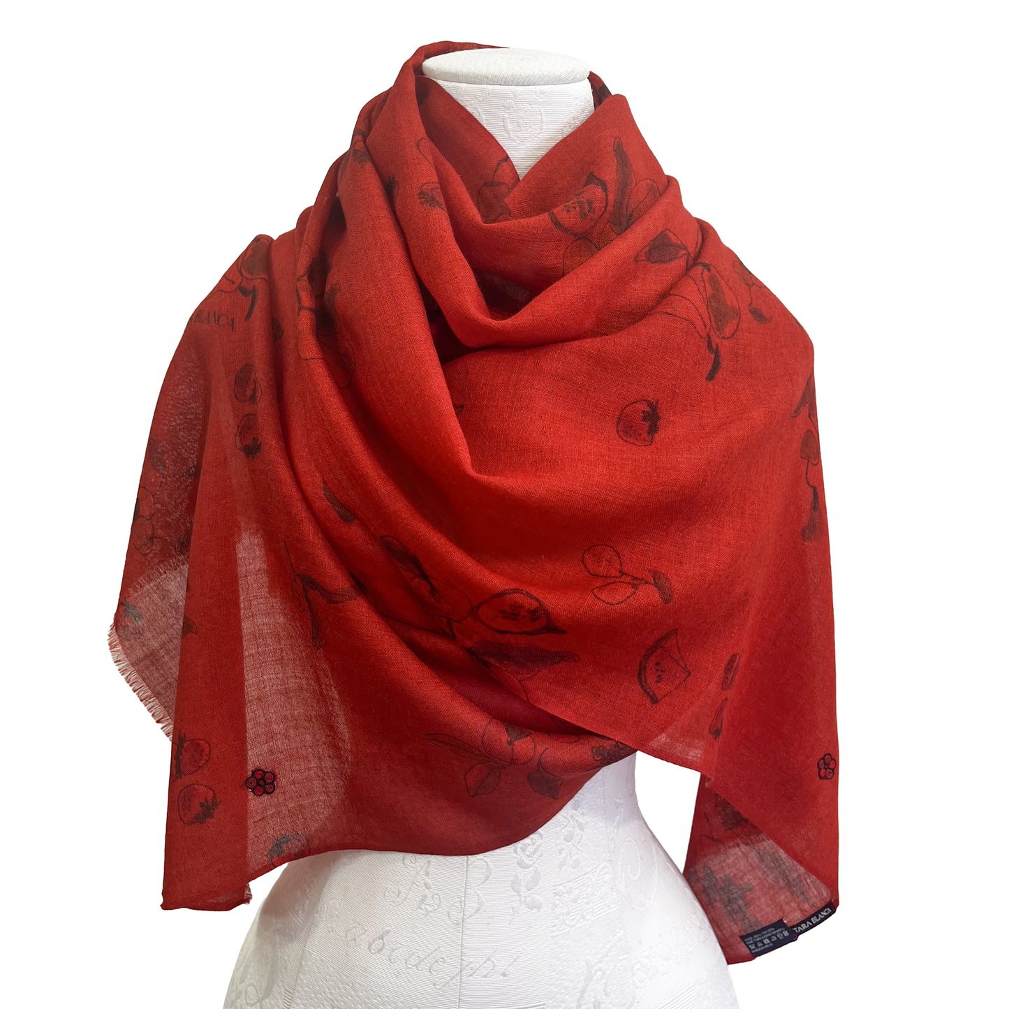 【期間限定スペシャル価格】薄手ウールシルクプリント&アリー手刺繍ストール (アソーテッド)【34%OFF】