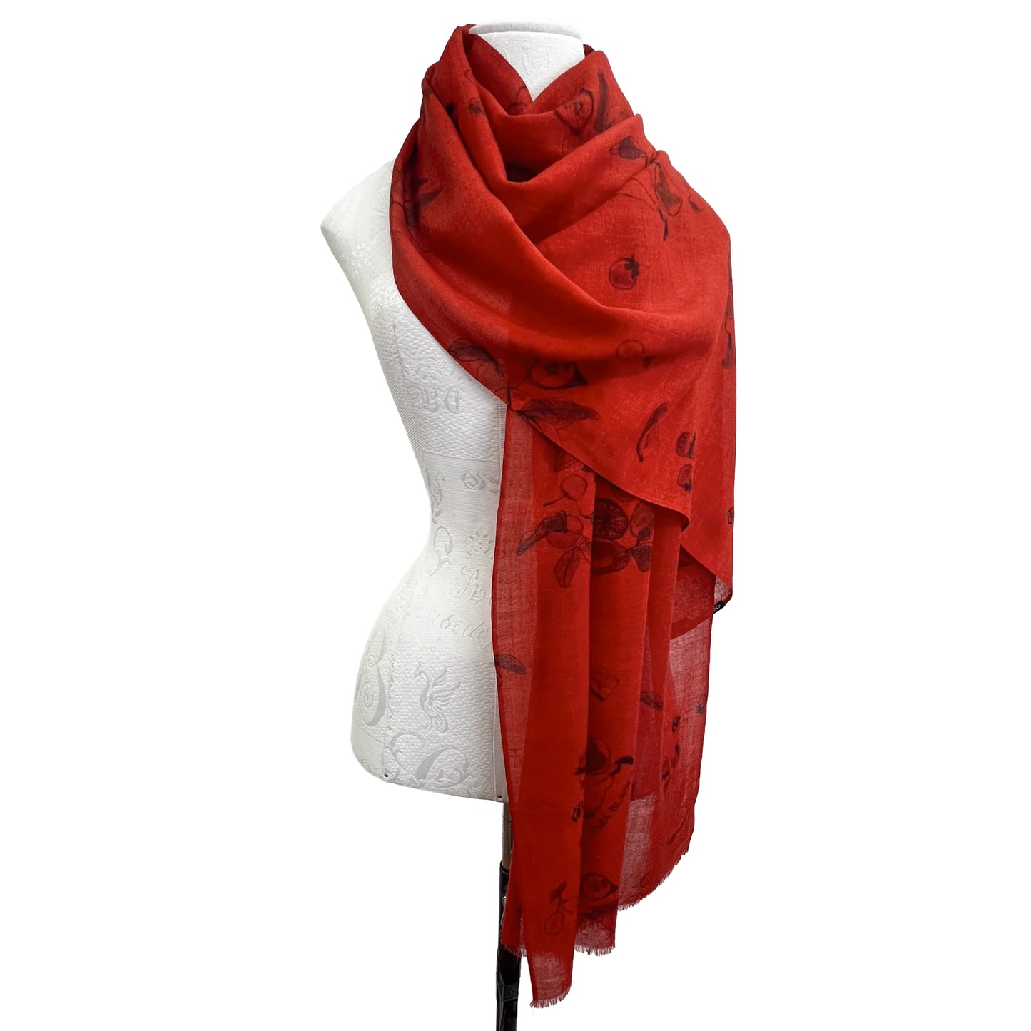 【期間限定スペシャル価格】薄手ウールシルクプリント&アリー手刺繍ストール (アソーテッド)【34%OFF】