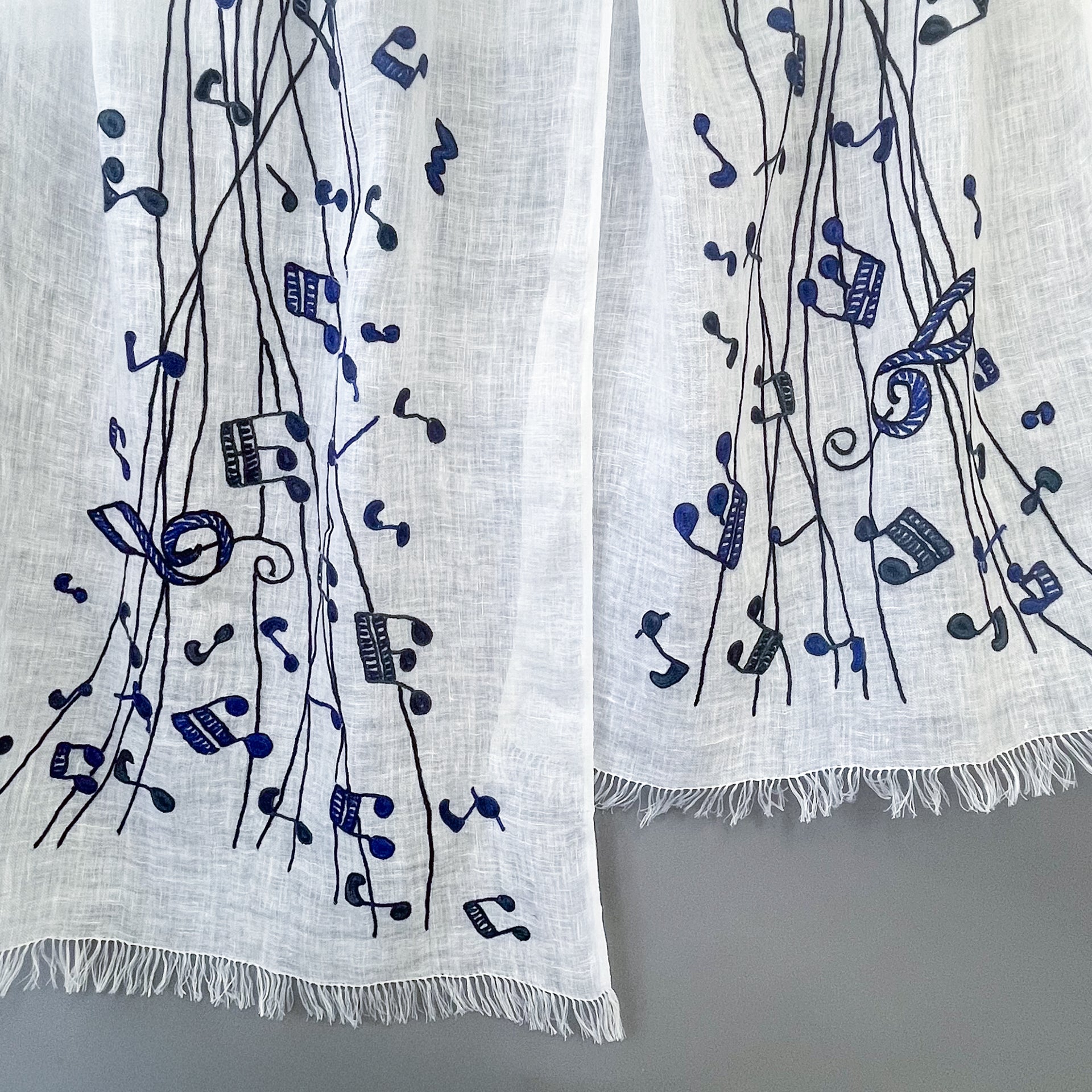 麻素材 アリー手刺繍ストール (ホワイト) – TARA BLANCA ONLINE