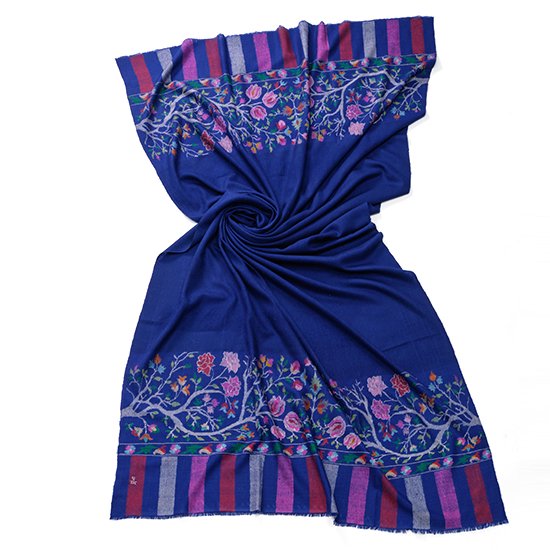 Handwoven cashmere crab weave shawl (navy)
