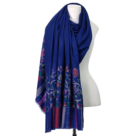 Handwoven cashmere crab weave shawl (navy)