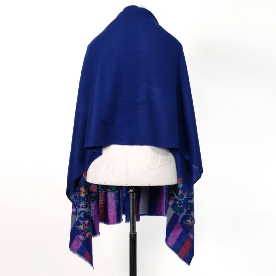 Handwoven cashmere crab weave shawl (navy)