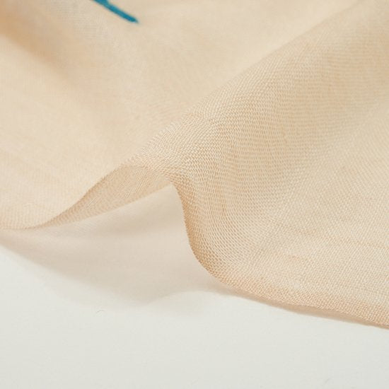 Flower wool and silk hand-embroidered stole (light beige)