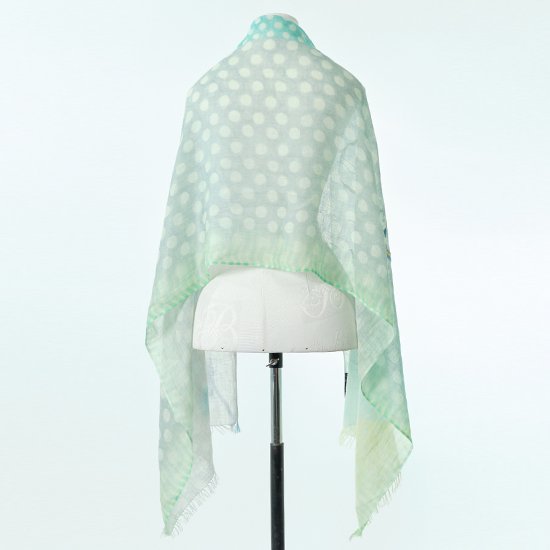 TARA BLANCA Original Print & Ally Hand Embroidered Stole (Light Green)