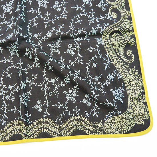 Silk Needle Hand Embroidered Stole (Black/Gray)