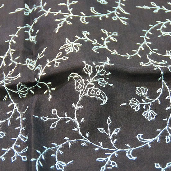 Silk Needle Hand Embroidered Stole (Black/Gray)