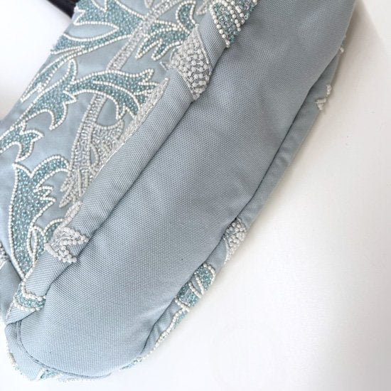 ビーズ刺繍 ミニトートバッグ (ライトブルー)B-VN2000_0002