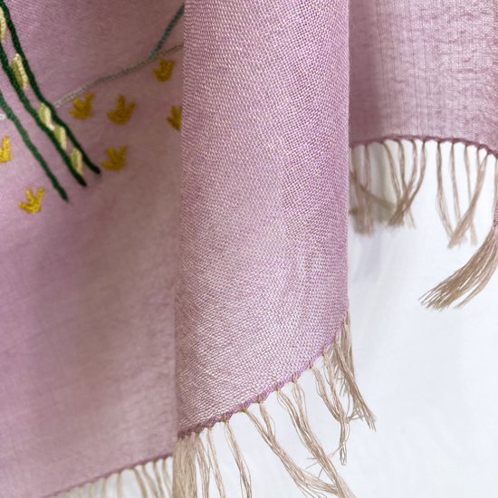 Peace On Earth ウール&シルク 手刺繍ストール (ライトパープル)