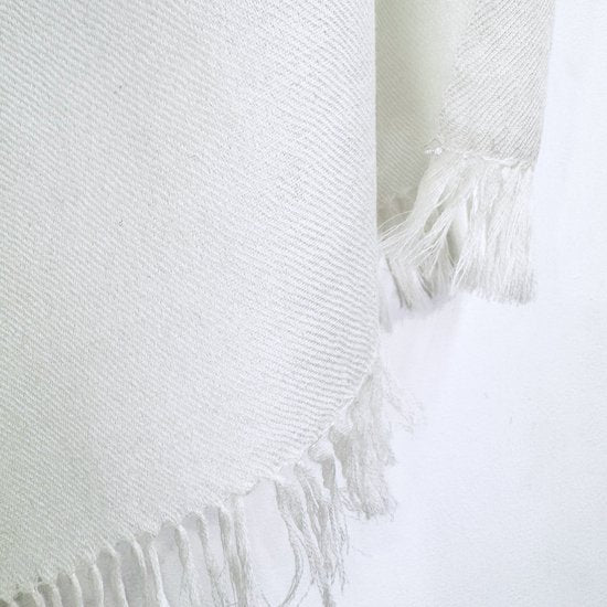 ウール ニードル手刺繍ストール (ホワイト/ブルー)