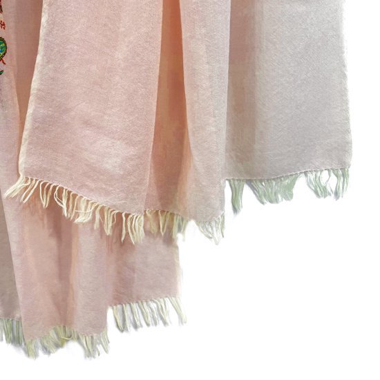 Wool &amp; Silk Needle Embroidered Stole (Pink Beige)