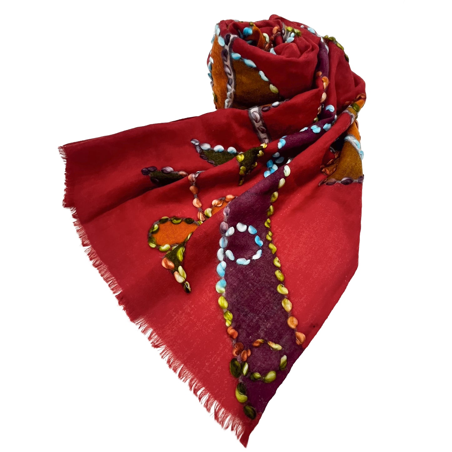 2026HappyBag 5万円＜ウール アリー手刺繍ストール1点+細幅マシン刺繍ストール1点+ウール毛糸手刺繍ストール1点+アリー手刺繍 ショルダーバッグ1点セット＞1点限定！