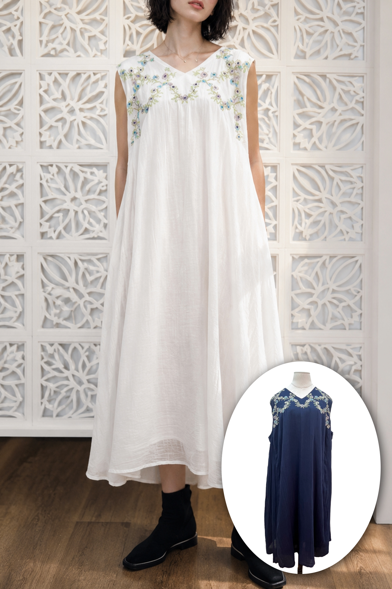 [20% OFF] Willow cotton machine embroidered dress (white) G-V0007DR_0271
