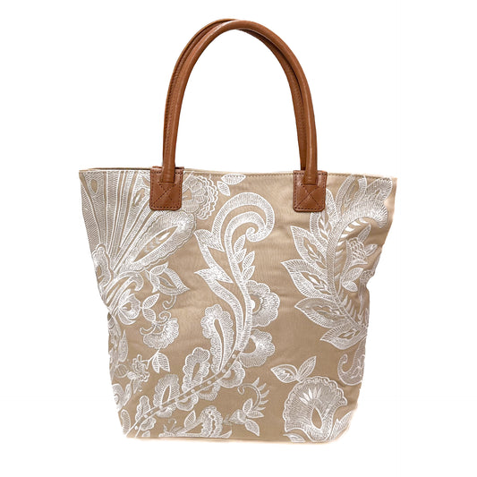 Embroidered cotton shoulder bag 34cm x 42cm (navy) B-VN1509a_0012