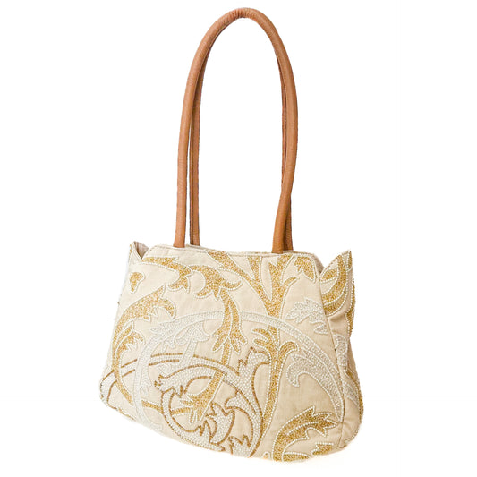 Beaded Embroidery Mini Tote Bag (Cream) B-VN2000_0273 