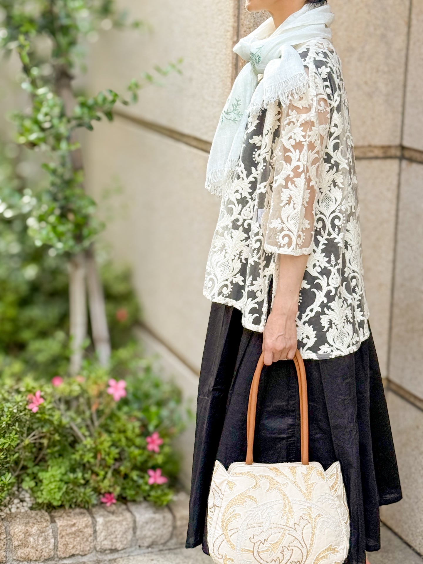 【SALE】 – (クリーム) ミニトートバッグ ビーズ刺繍 TARA ONLINE BLANCA バッグ
