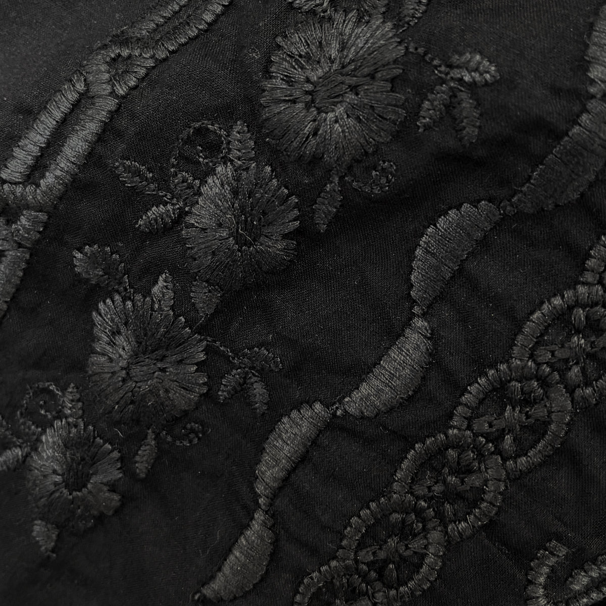 フラワー刺繍 コットン ブラウス(ナチュラル)(ブルーフォグ)(ブラック)