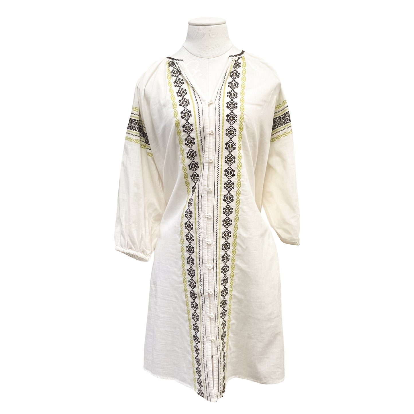 [20% OFF] Cotton machine embroidered front open dress (off white) G-VVK0004_0272