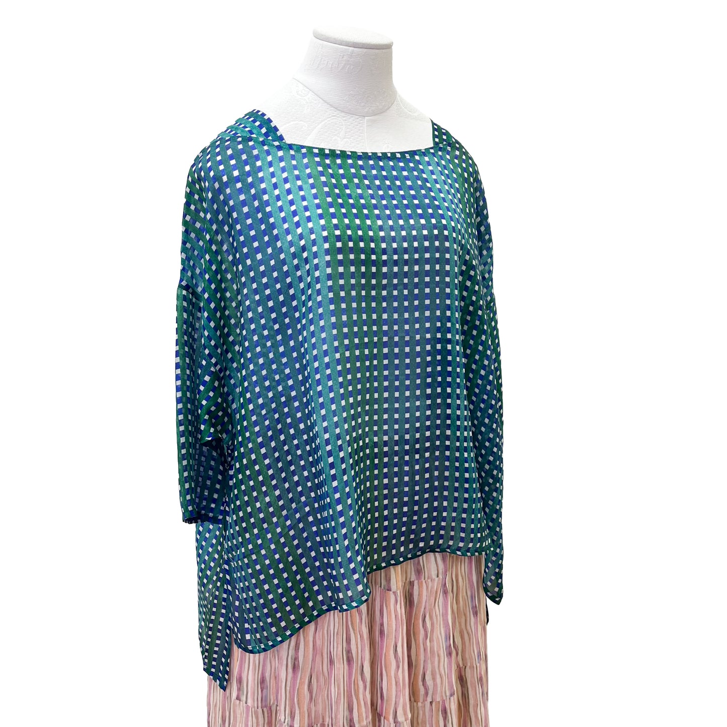 Boat Neck Silk Tunic (Green)