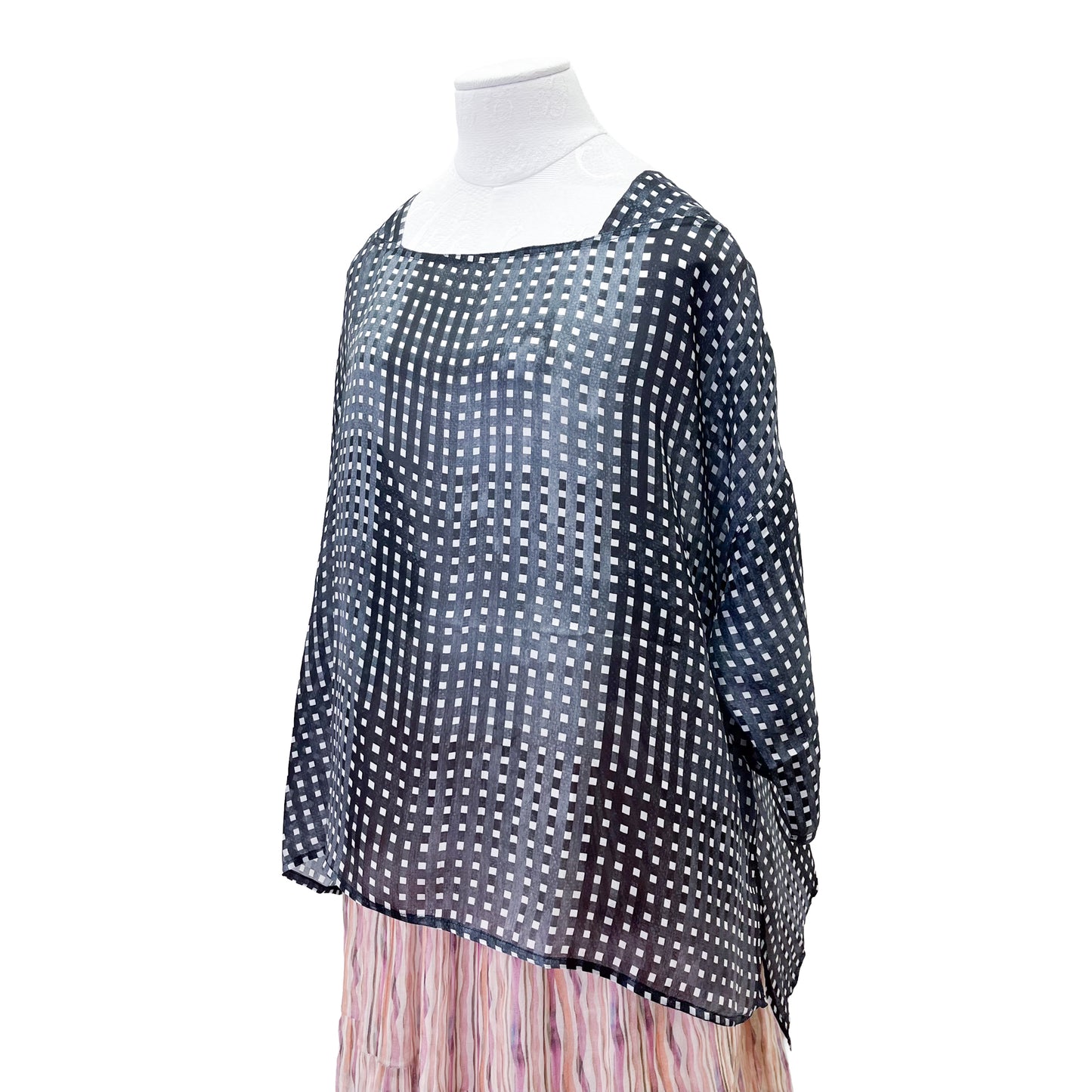 Boat Neck Silk Tunic (Black)