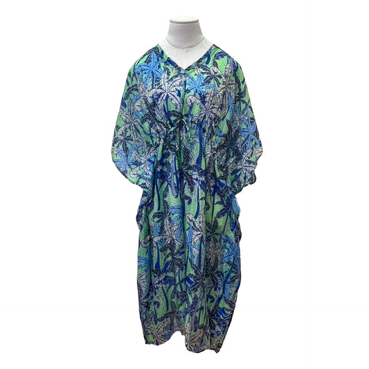 Long Silk Kaftan (Green/Blue)