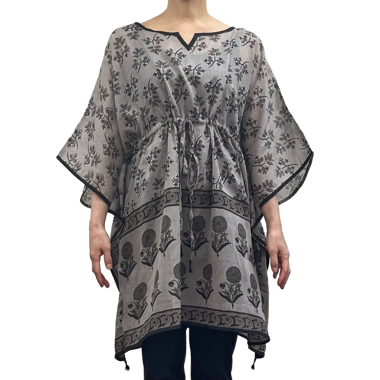 [20% OFF] Free Size Block Print Cotton Short Kaftan (Purple) HG-C0004_0121