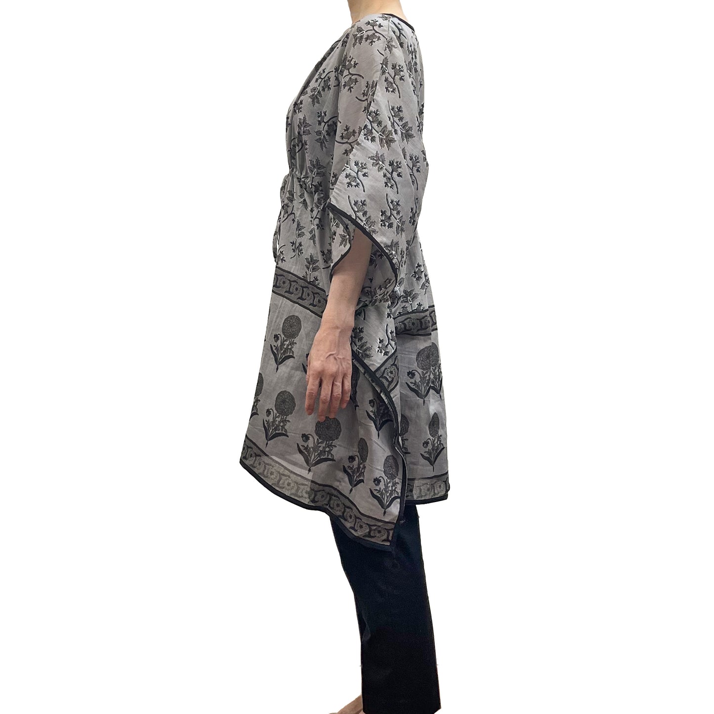 [20% OFF] Free Size Block Print Cotton Short Kaftan (Purple) HG-C0004_0121